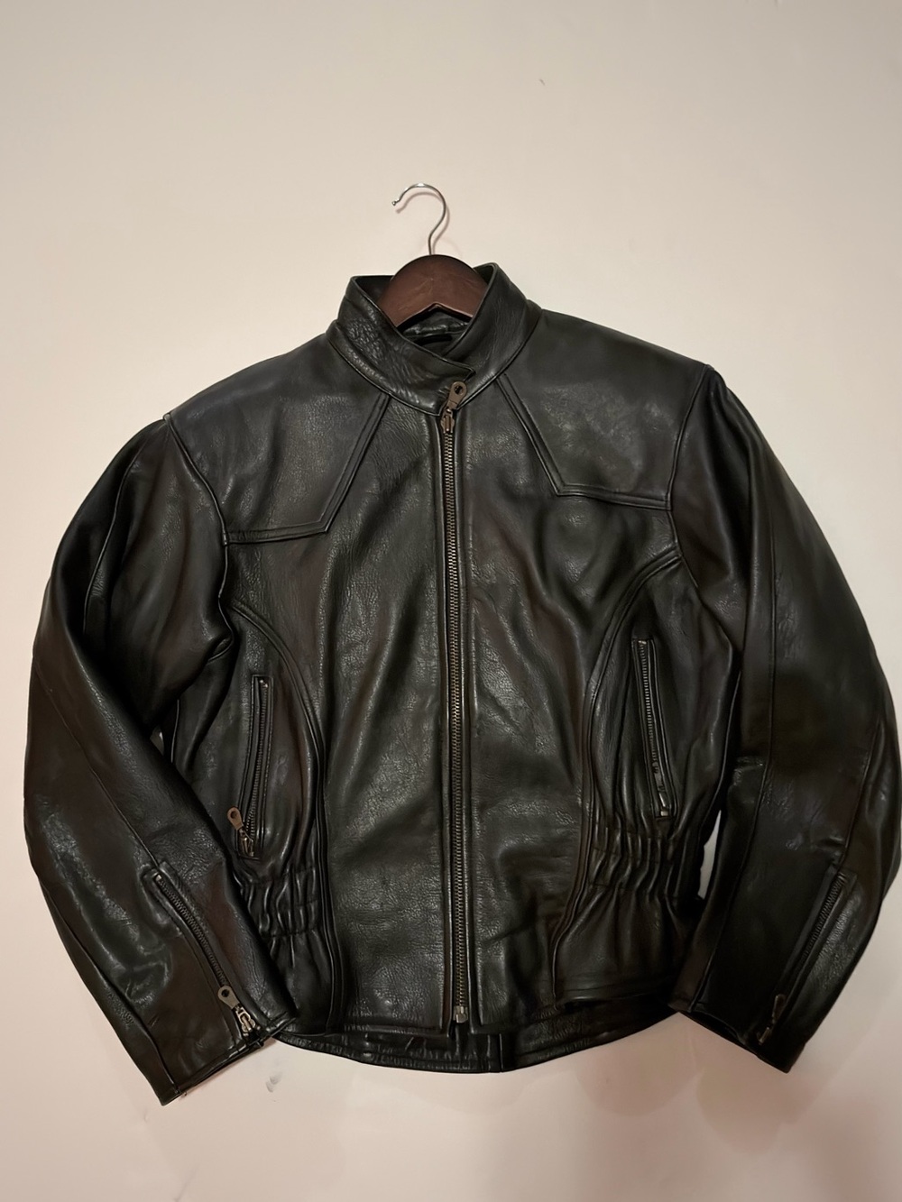 Men's Black Leather Zip-Front Jacket - Picture 6 of 6